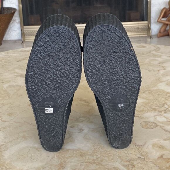 UNDERGROUND Black Leather & Leopard Bovine Fur Platform Wedge Creepers - Picture 10 of 15